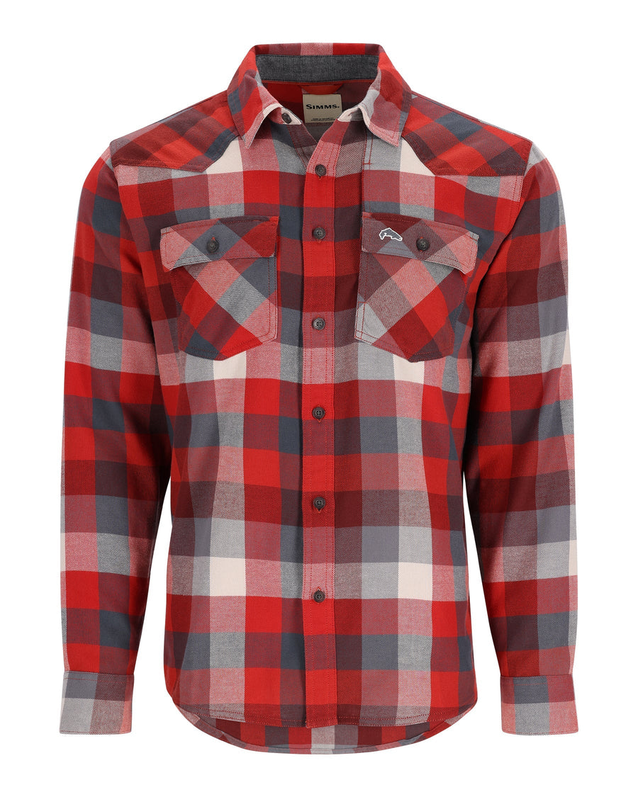 Simms M's Santee Flannel - Auburn Red/Slate Buffalo Check