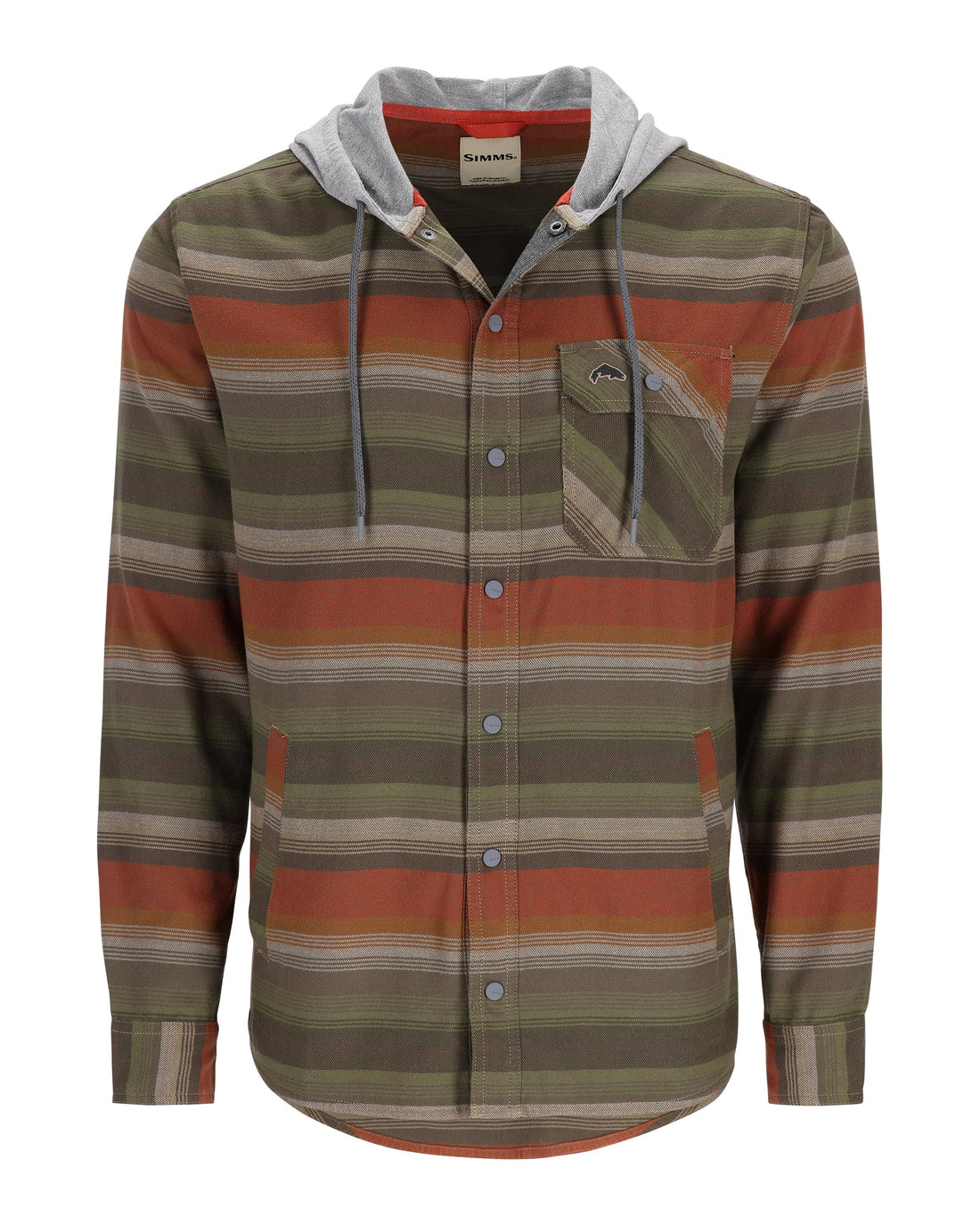 SImms M's Santee Flannel Hoody - Clay/Cork Stripe